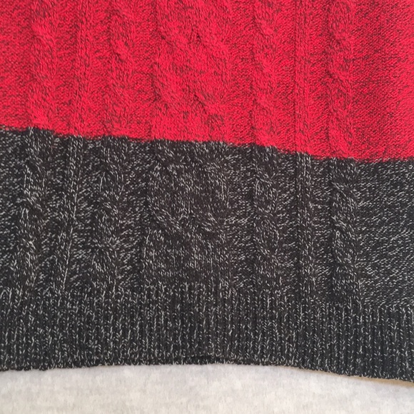 KAREN SCOTT Cable Knit Front Color Block Cowl Neck Sweater with Rib Knit Sleeves - Picture 9 of 14